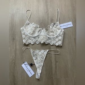 For Love & Lemons White Rose Lace Design two piece set